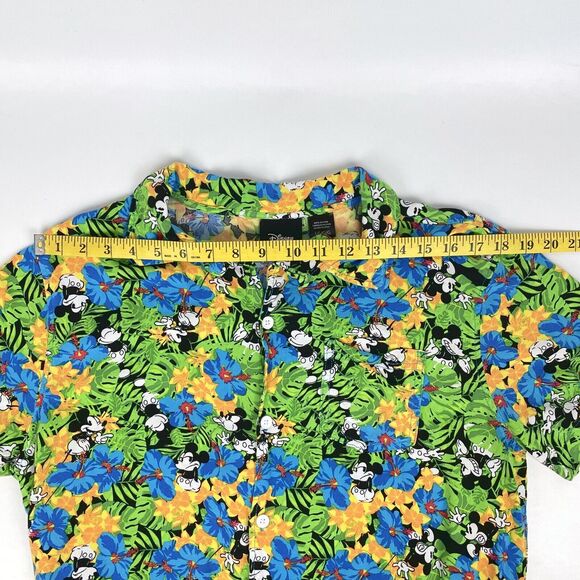 Disney Men's L Mickey Mouse Hawaiian Floral Short Sleeve Button Shirt - READ! - Picture 9 of 12